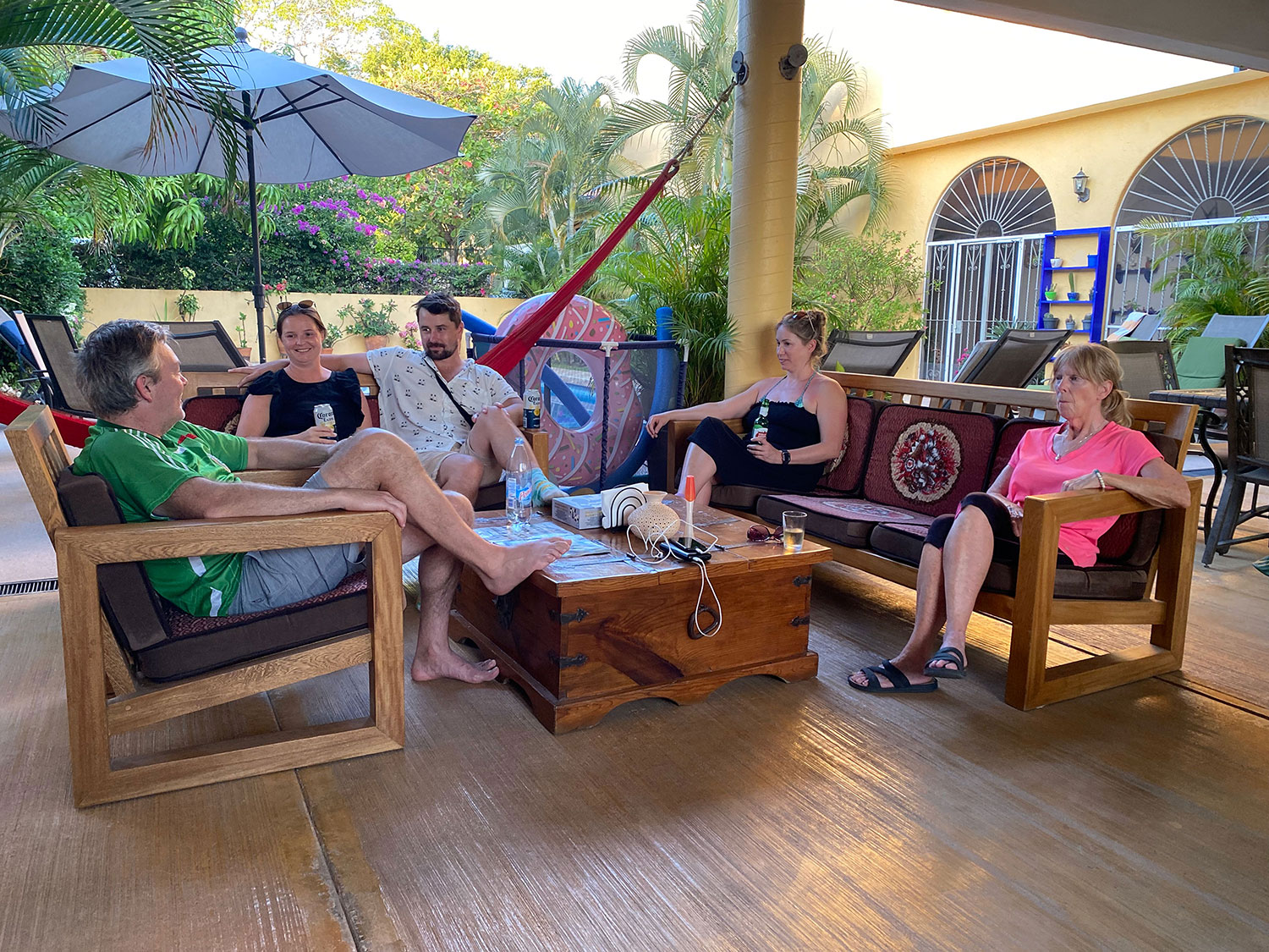 Guests enjoy the outdoor living room at Zandoyo Bed & Breakfast.