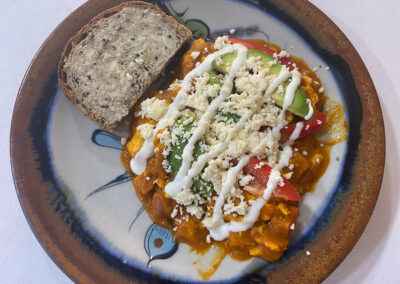 Huevos al albañil, or bricklayer's eggs at zandoyo bed & breakfast